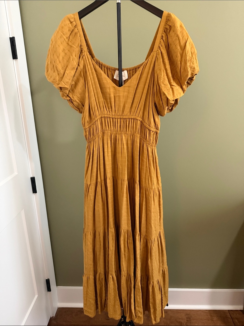 Cleobella Mustard Puff-Sleeve Maxi Dress - Women